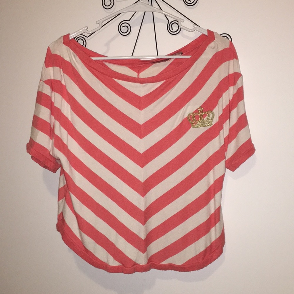 👑 White Juicy Couture Striped Chevron Top/ Shirt
